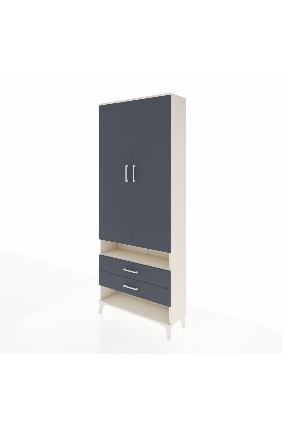 Arges Dolap 3 Raflı 2 Çekmeceli Tek Askılı 88x30x221 Aytaşı-Antrasit