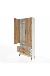 Arges Dolap 3 Raflı 2 Çekmeceli Tek Askılı 88x30x221 Aytaşı-Çam