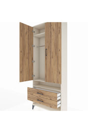 Arges Dolap 3 Raflı 2 Çekmeceli Tek Askılı 88x30x221 Aytaşı-Çam