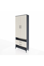 Arges Dolap 3 Raflı 2 Çekmeceli Tek Askılı 88x30x221 Antrasit-Aytaşı