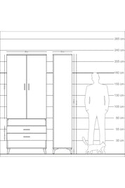 Arges Dolap 3 Raflı 2 Çekmeceli Tek Askılı 88x30x221 Antrasit-Aytaşı