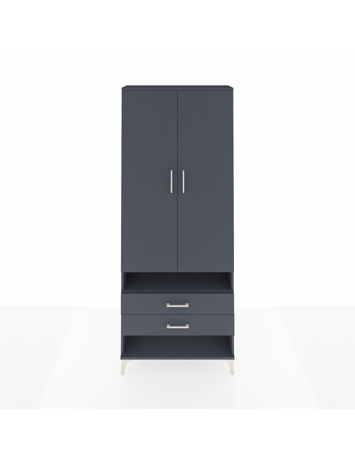 Arges Dolap 3 Raflı 2 Çekmeceli Tek Askılı 88x30x221 Antrasit-Antrasit