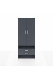 Arges Dolap 3 Raflı 2 Çekmeceli Tek Askılı 88x30x221 Antrasit-Antrasit