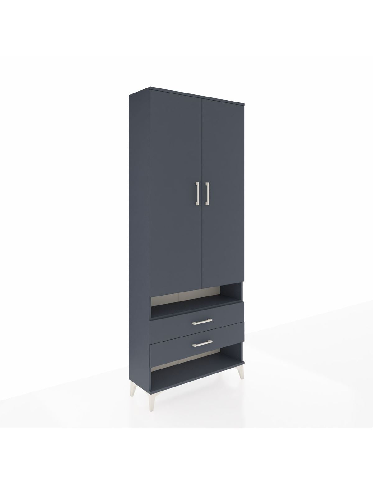 Arges Dolap 3 Raflı 2 Çekmeceli Tek Askılı 88x30x221 Antrasit-Antrasit