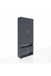 Arges Dolap 3 Raflı 2 Çekmeceli Tek Askılı 88x30x221 Antrasit-Antrasit