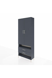 Arges Dolap 3 Raflı 2 Çekmeceli Tek Askılı 88x30x221 Antrasit-Antrasit
