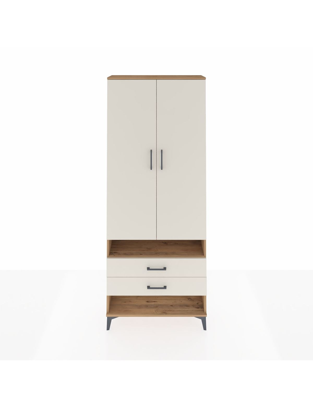 Arges Dolap 3 Raflı 2 Çekmeceli Tek Askılı 88x30x221 Çam-Aytaşı