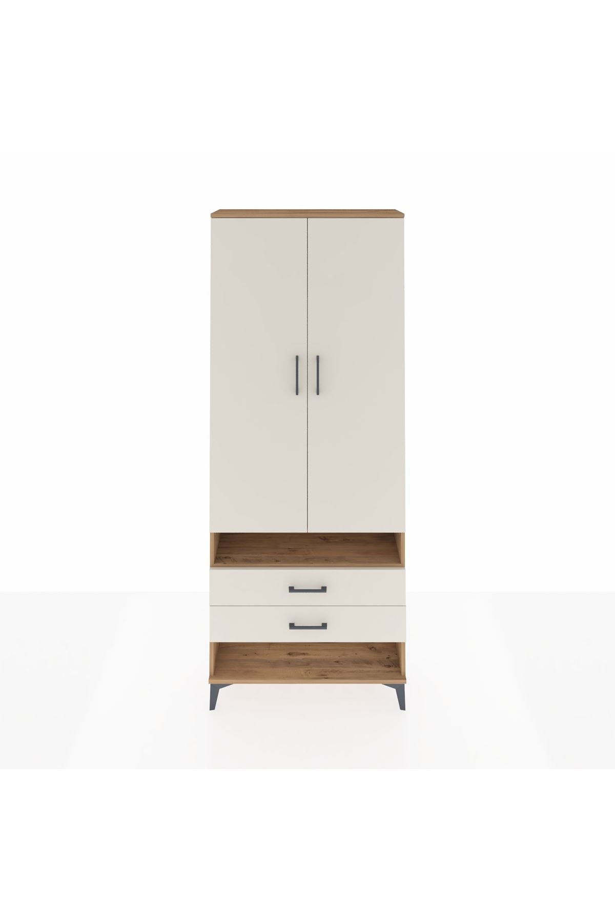 Arges Dolap 3 Raflı 2 Çekmeceli Tek Askılı 88x30x221 Çam-Aytaşı