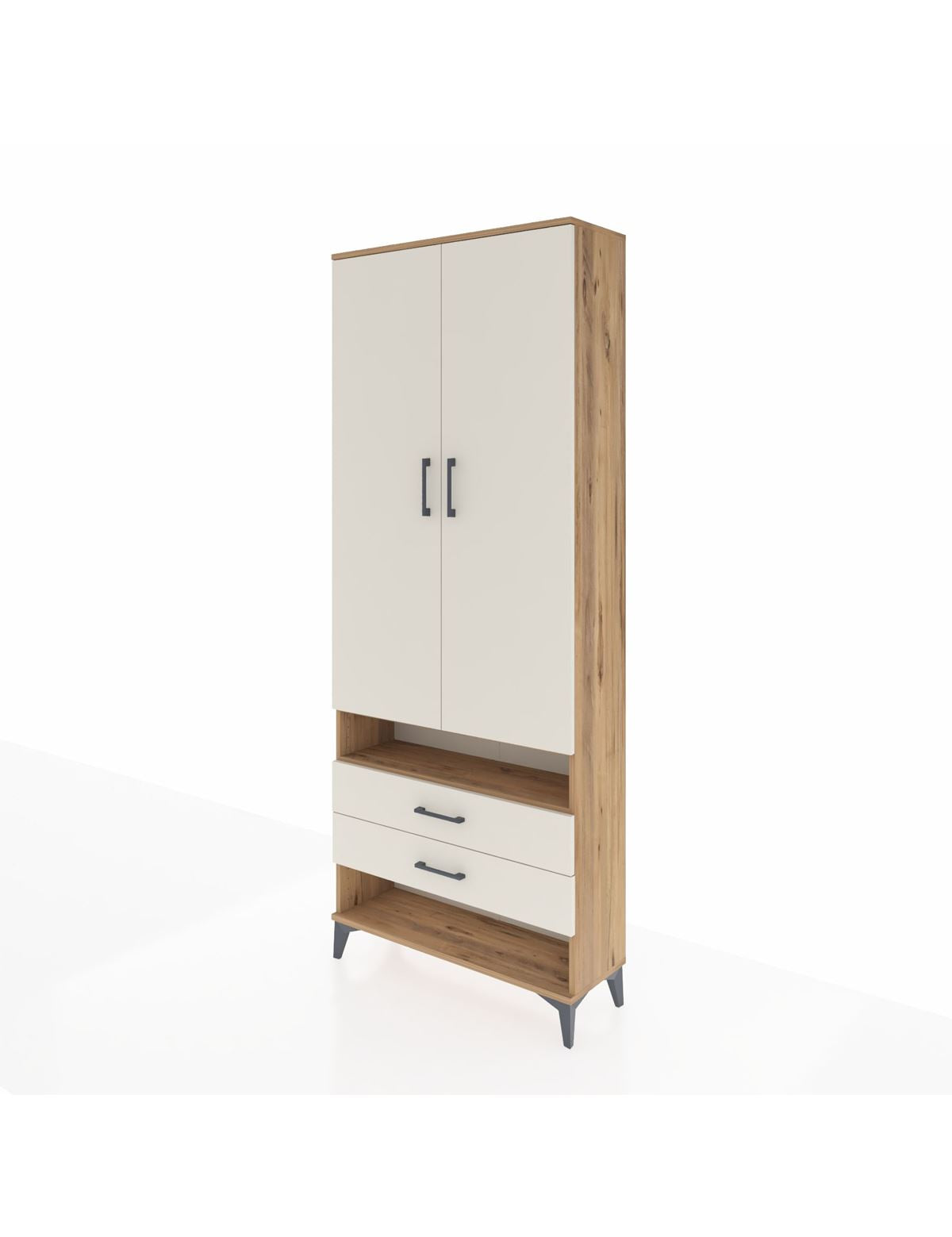 Arges Dolap 3 Raflı 2 Çekmeceli Tek Askılı 88x30x221 - S30M055V7A