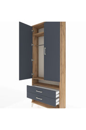 Arges Dolap 3 Raflı 2 Çekmeceli Tek Askılı 88x30x221 Çam-Antrasit