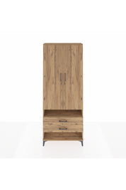 Arges Dolap 3 Raflı 2 Çekmeceli Tek Askılı 88x30x221 Çam-Çam