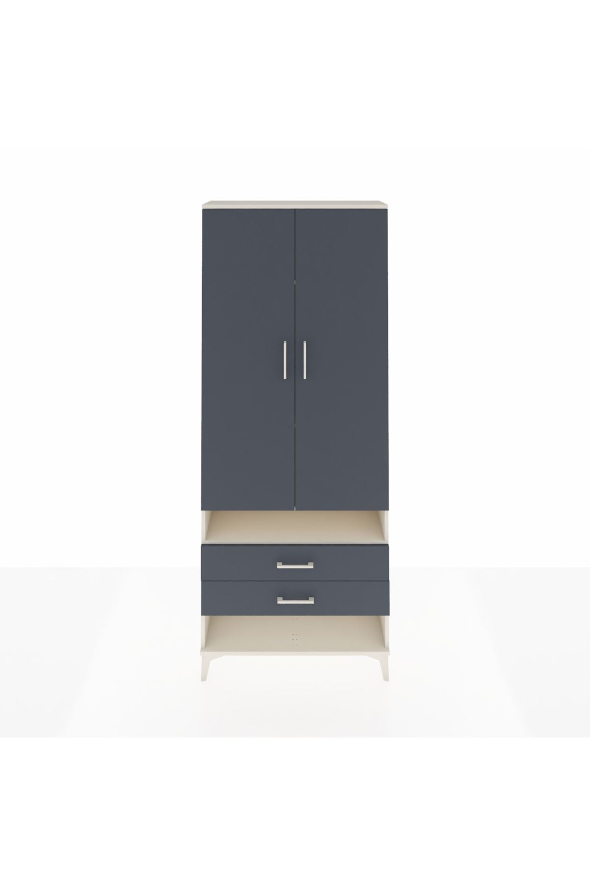 Arges Dolap 4 Raflı 2 Çekmeceli 2 Kapaklı 88x30x221 Aytaşı-Antrasit