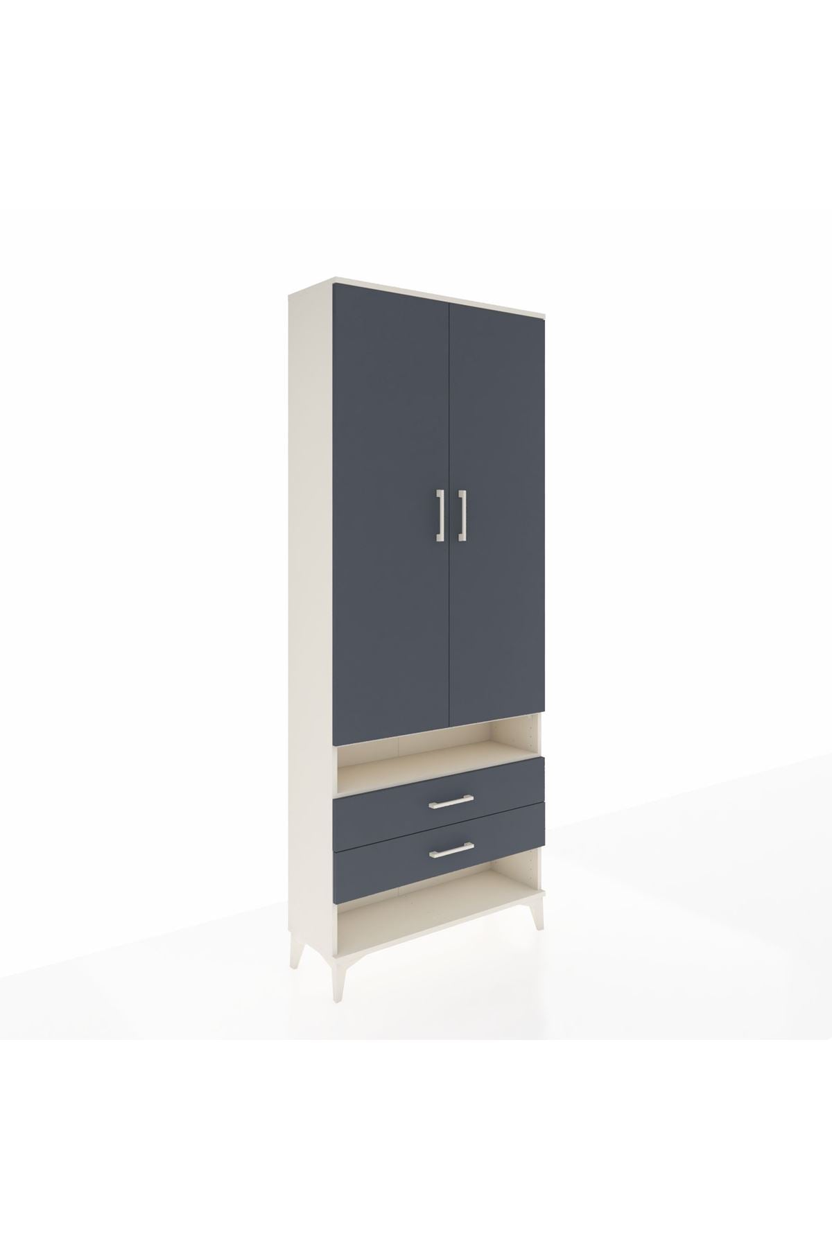 Arges Dolap 4 Raflı 2 Çekmeceli 2 Kapaklı 88x30x221 Aytaşı-Antrasit