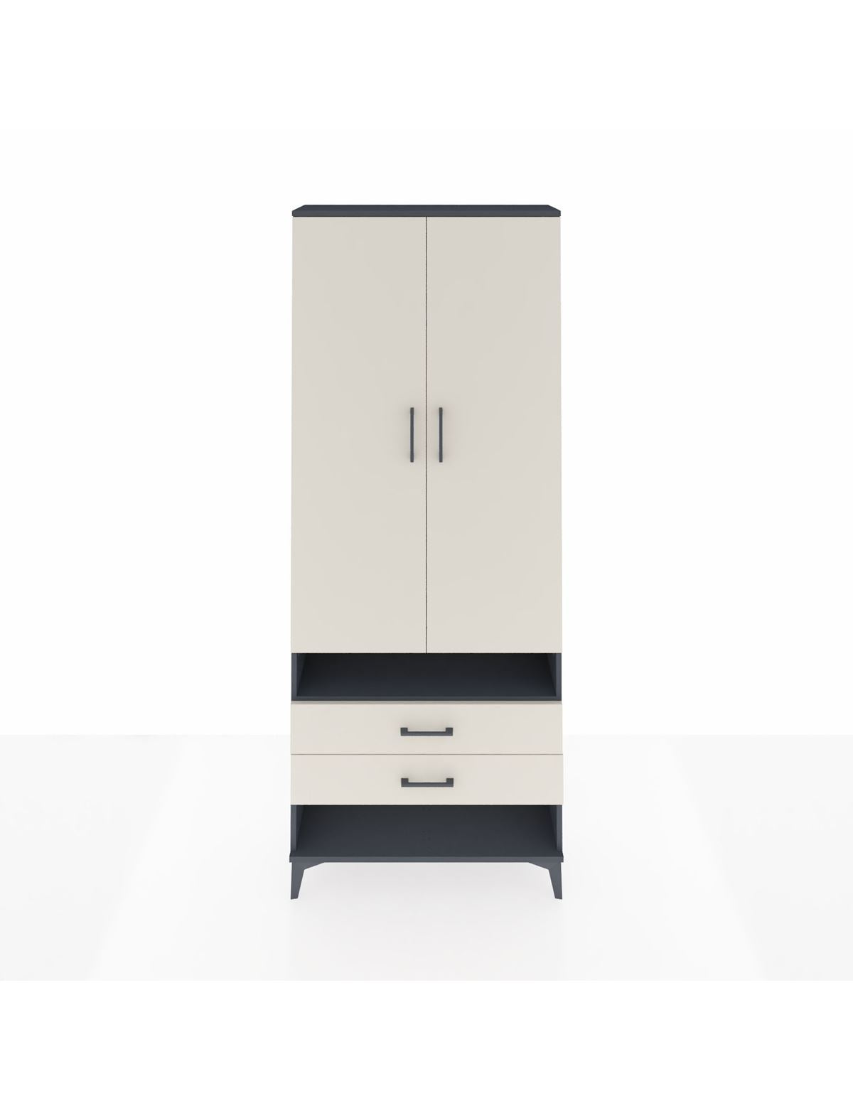 Arges Dolap 4 Raflı 2 Çekmeceli 2 Kapaklı 88x30x221 Antrasit-Aytaşı