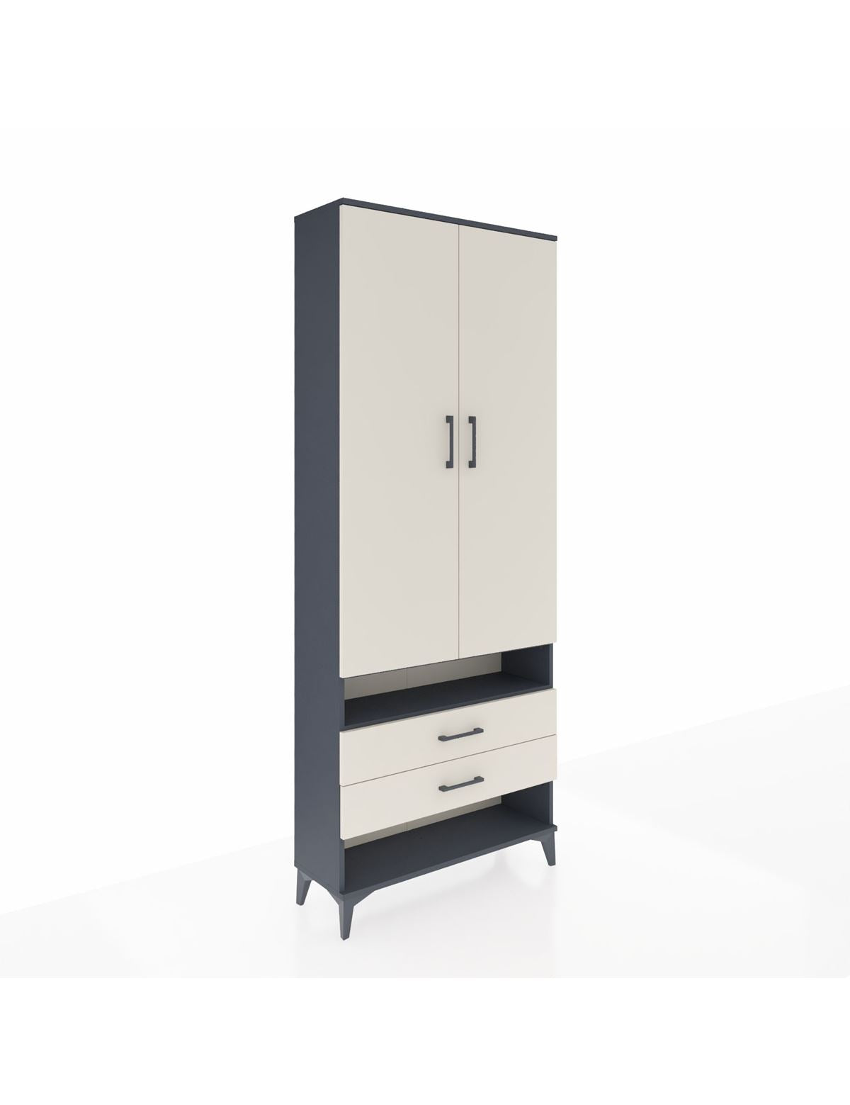 Arges Dolap 4 Raflı 2 Çekmeceli 2 Kapaklı 88x30x221 Antrasit-Aytaşı