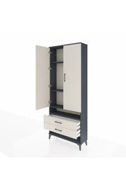 Arges Dolap 4 Raflı 2 Çekmeceli 2 Kapaklı 88x30x221 Antrasit-Aytaşı