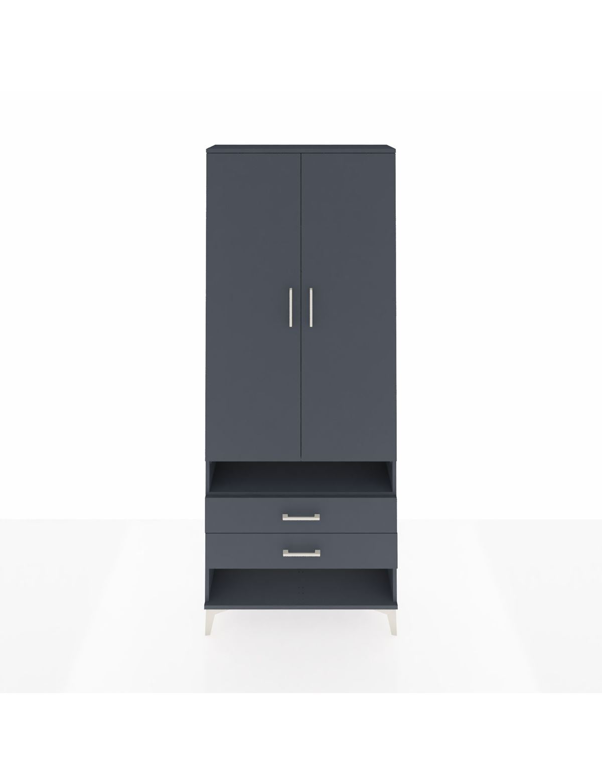 Arges Dolap 4 Raflı 2 Çekmeceli 2 Kapaklı 88x30x221 Antrasit-Antrasit