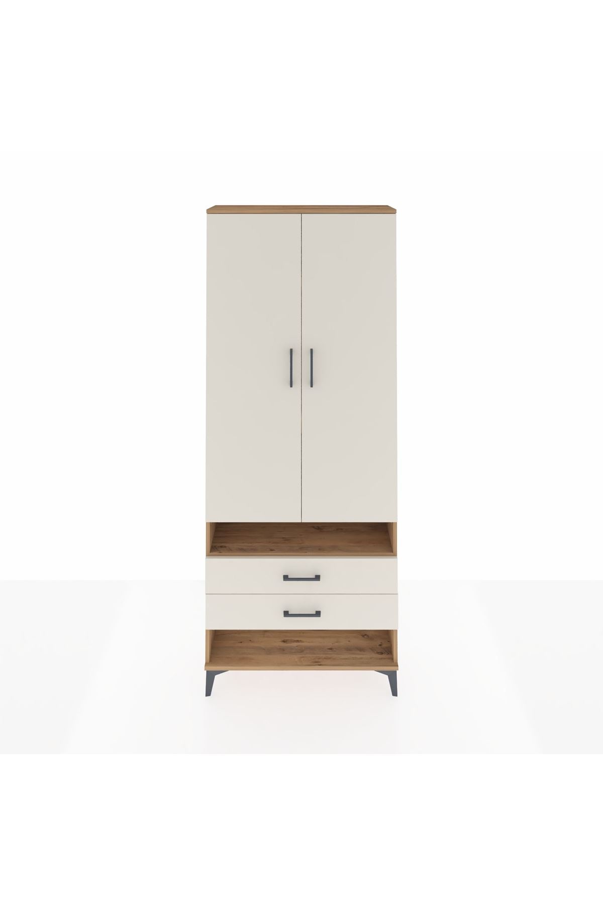 Arges Dolap 4 Raflı 2 Çekmeceli 2 Kapaklı 88x30x221 Çam-Aytaşı