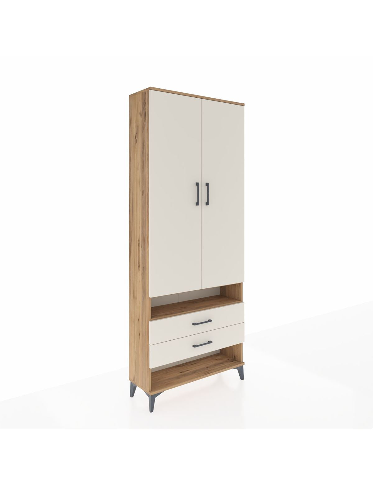 Arges Dolap 4 Raflı 2 Çekmeceli 2 Kapaklı 88x30x221 Çam-Aytaşı