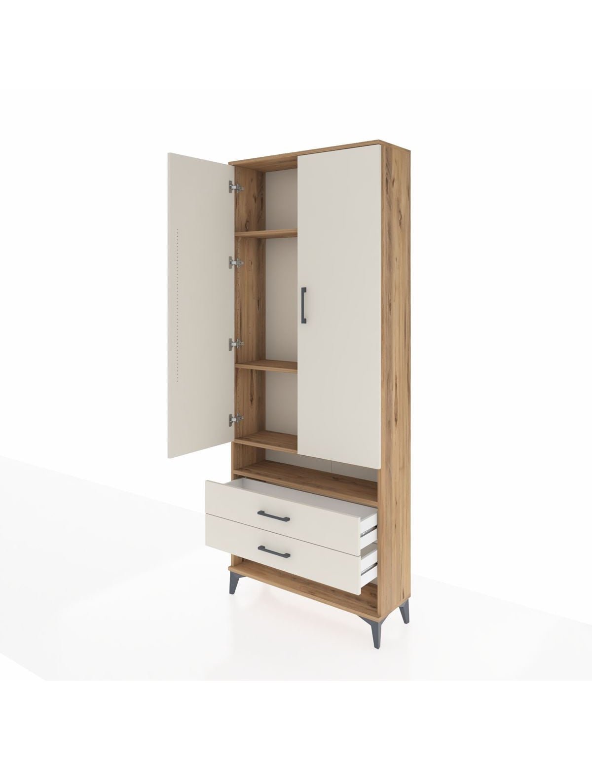 Arges Dolap 4 Raflı 2 Çekmeceli 2 Kapaklı 88x30x221 - S30M056V7A