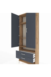 Arges Dolap 4 Raflı 2 Çekmeceli 2 Kapaklı 88x30x221 Çam-Antrasit