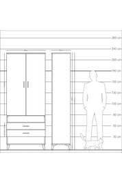 Arges Dolap 4 Raflı 2 Çekmeceli 2 Kapaklı 88x30x221 Çam-Antrasit