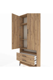 Arges Dolap 4 Raflı 2 Çekmeceli 2 Kapaklı 88x30x221 Çam-Çam