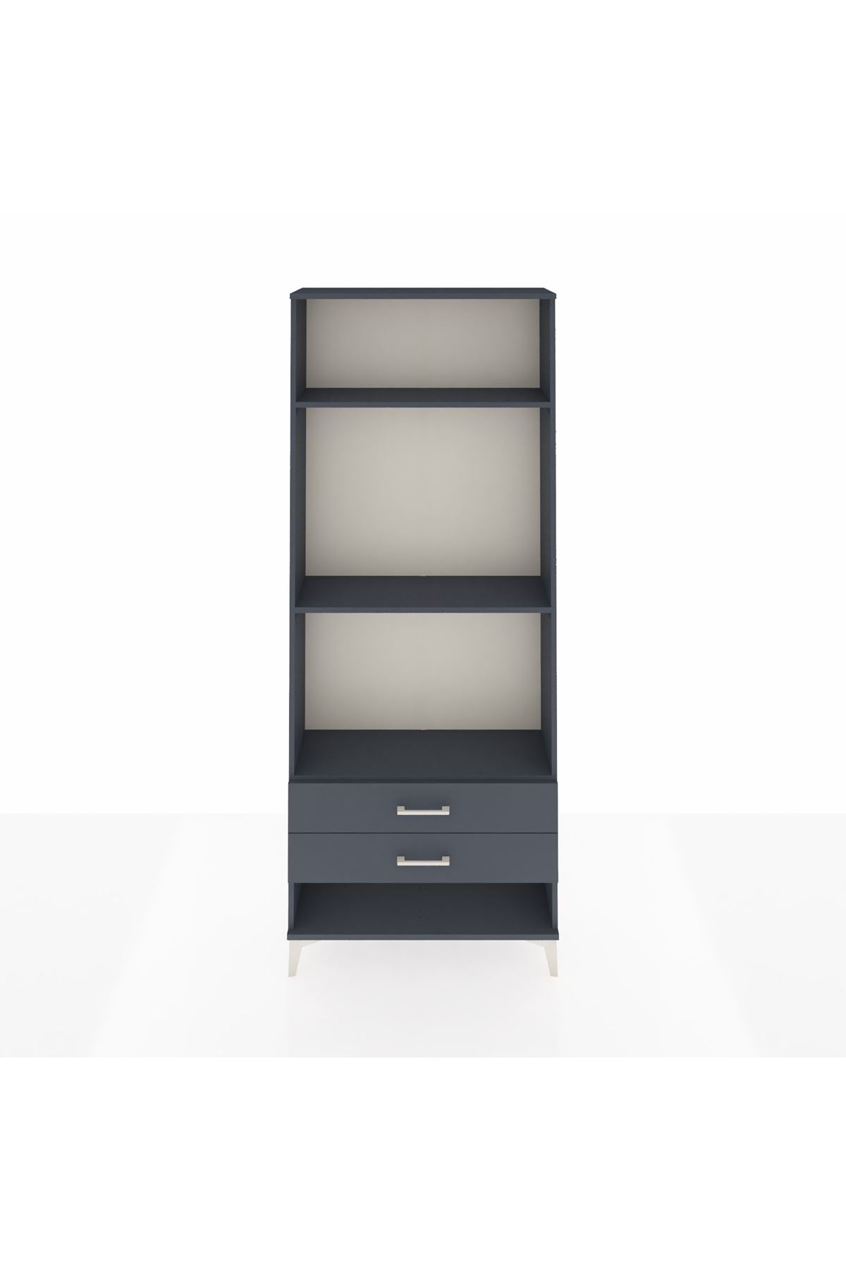 Arges Dolap 3 Raflı 2 Çekmeceli 88x30x221 Antrasit-Antrasit