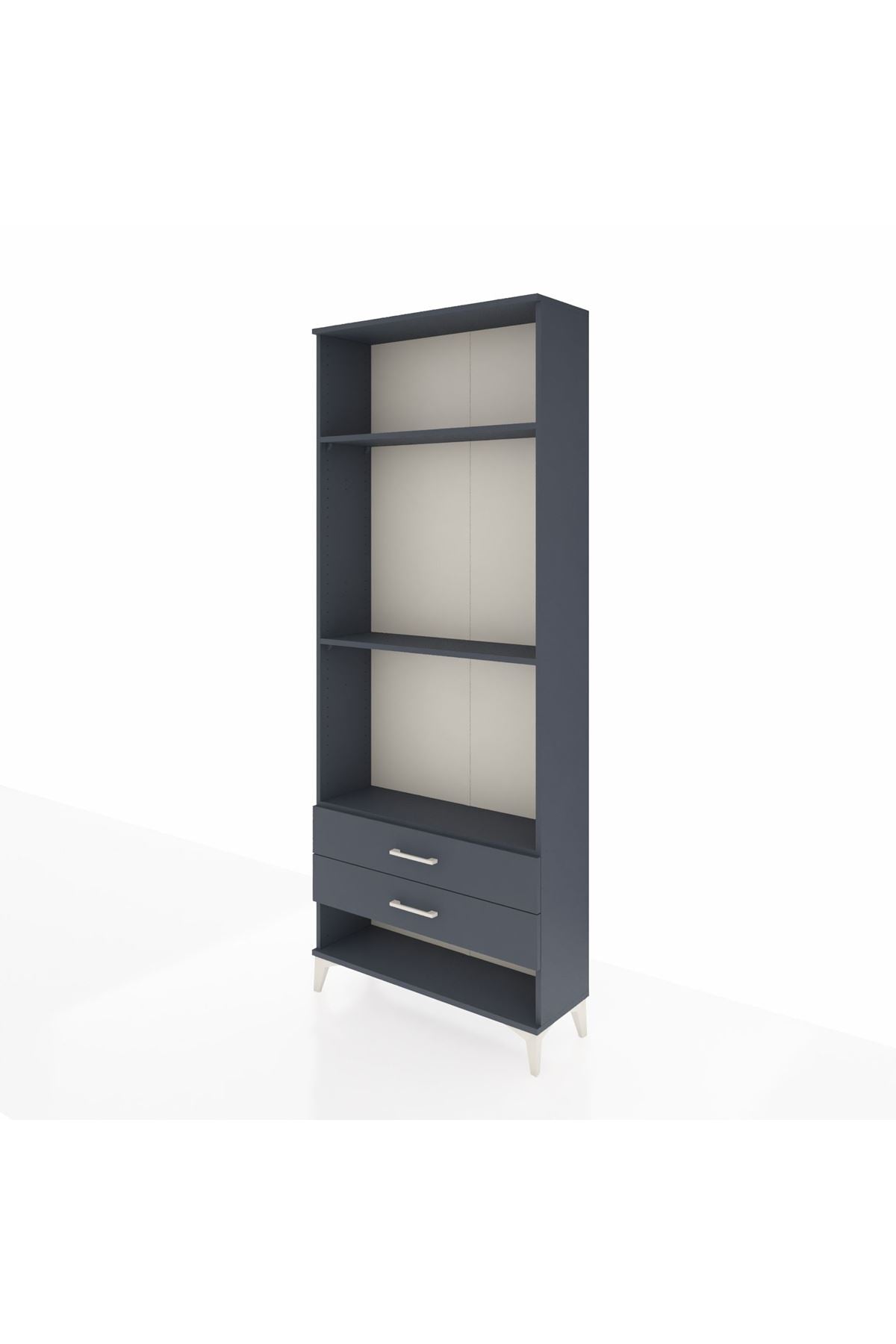 Arges Dolap 3 Raflı 2 Çekmeceli 88x30x221 Antrasit-Antrasit