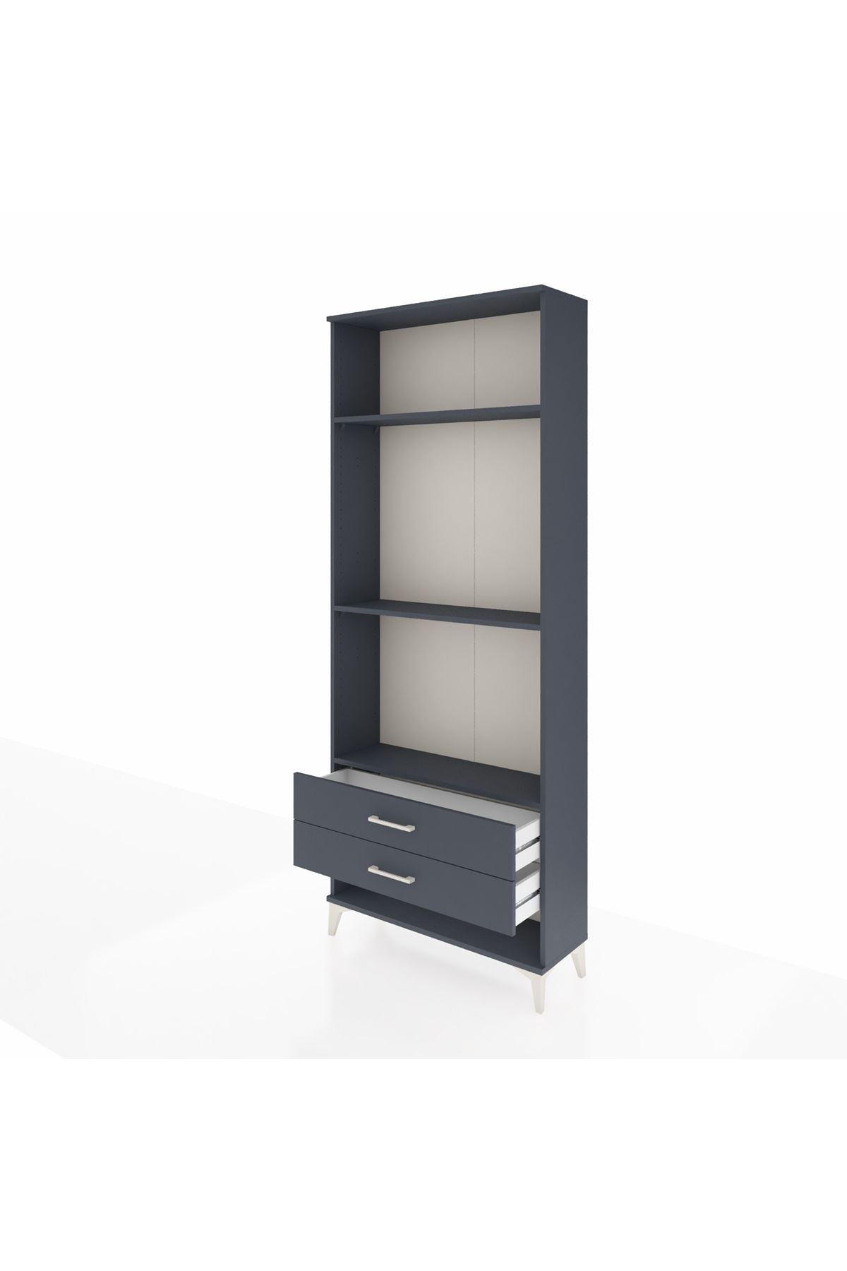 Arges Dolap 3 Raflı 2 Çekmeceli 88x30x221 Antrasit-Antrasit