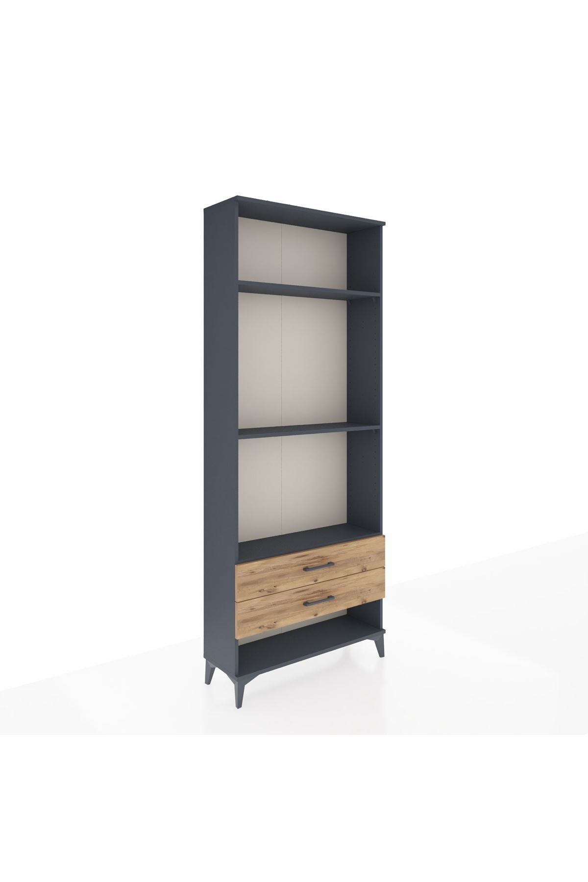 Arges Dolap 3 Raflı 2 Çekmeceli 88x30x221 Antrasit-Çam