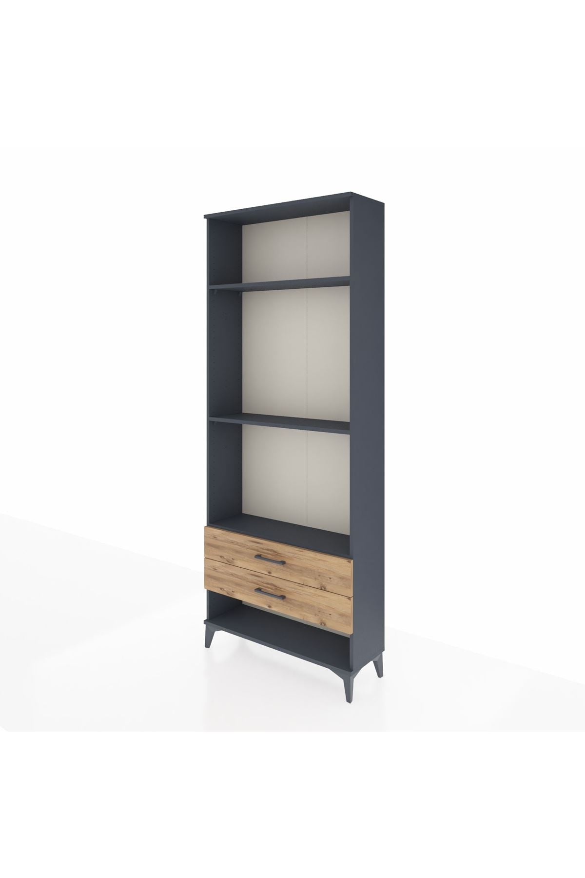 Arges Dolap 3 Raflı 2 Çekmeceli 88x30x221 Antrasit-Çam