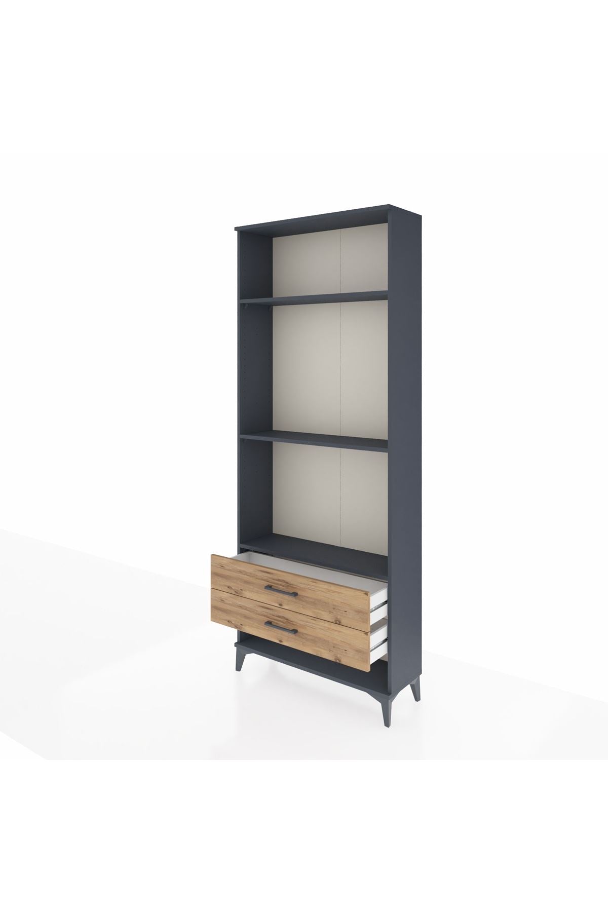 Arges Dolap 3 Raflı 2 Çekmeceli 88x30x221 Antrasit-Çam