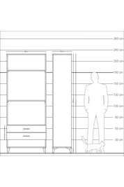 Arges Dolap 3 Raflı 2 Çekmeceli 88x30x221 Çam-Aytaşı