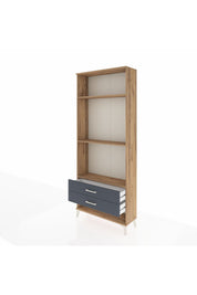 Arges Dolap 3 Raflı 2 Çekmeceli 88x30x221 Çam-Antrasit