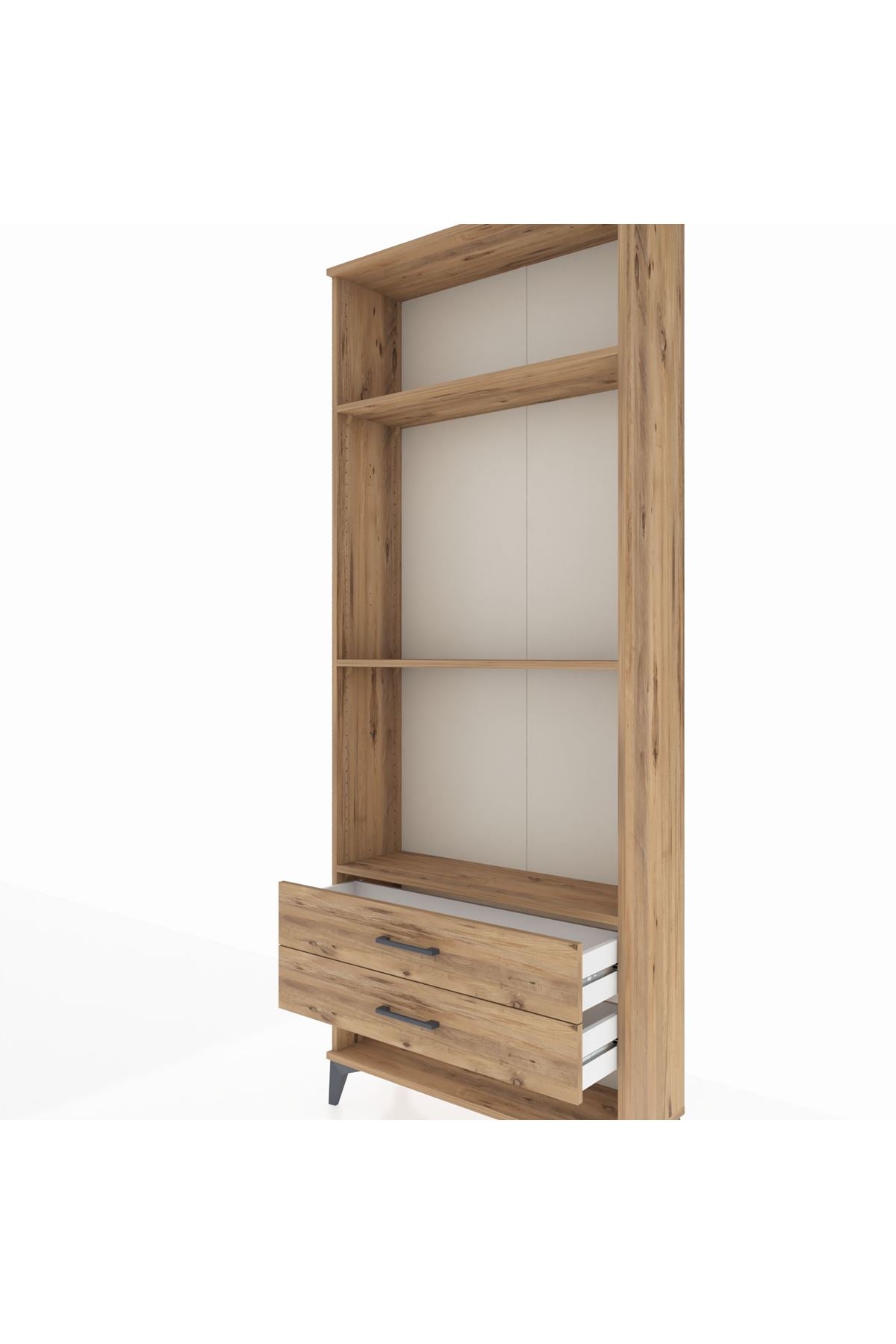 Arges Dolap 3 Raflı 2 Çekmeceli 88x30x221 Çam-Çam