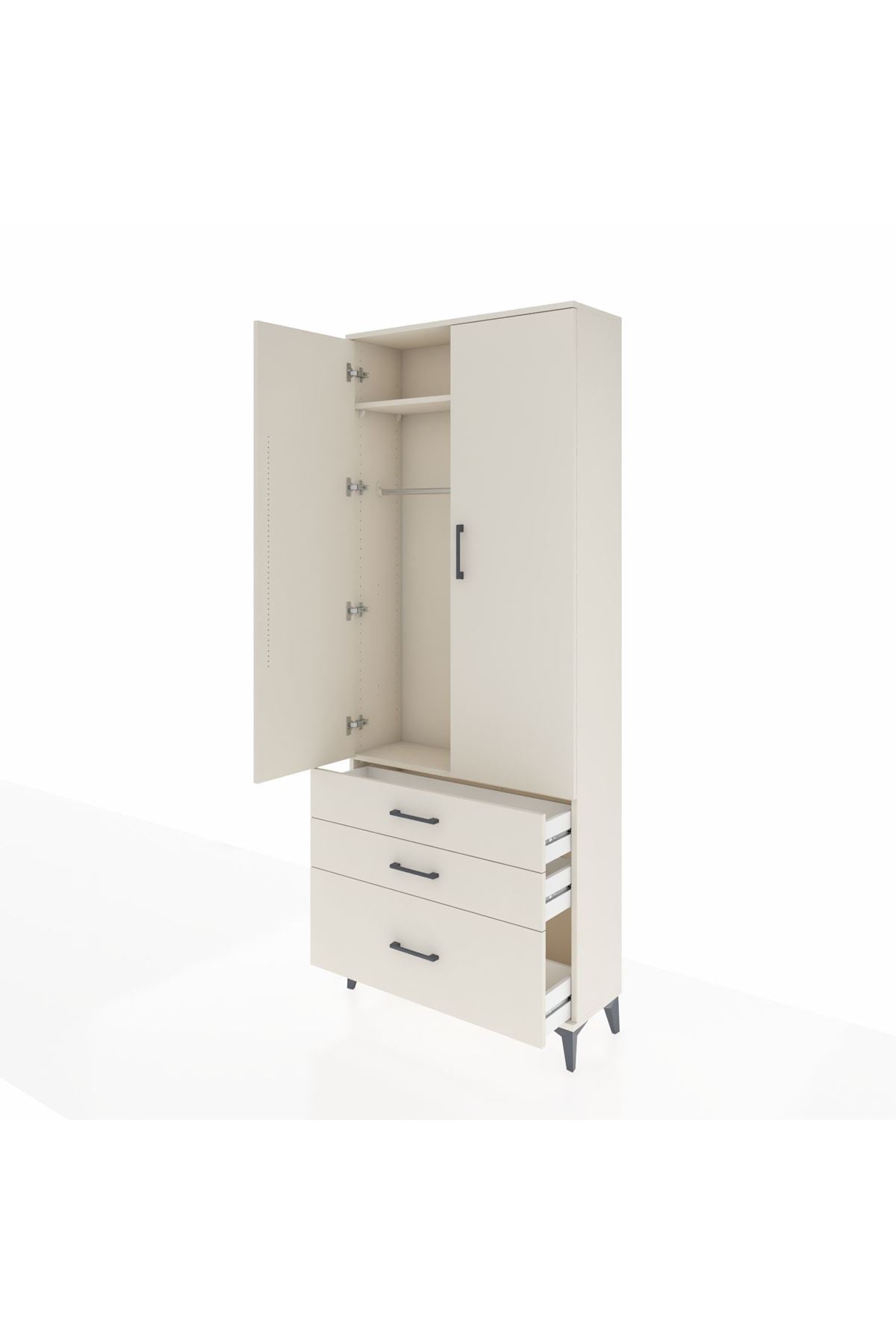 Arges Dolap 2 Raflı 3 Çekmeceli Tek Askılı 88x30x221 Aytaşı-Aytaşı