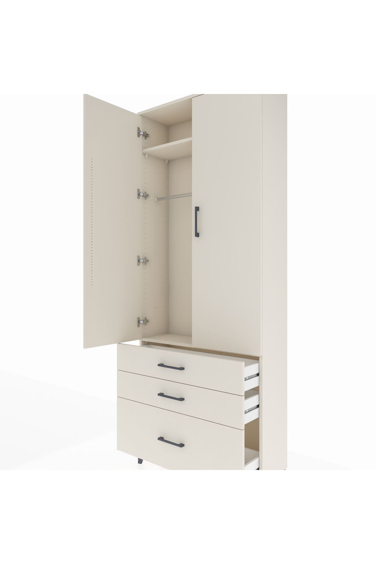 Arges Dolap 2 Raflı 3 Çekmeceli Tek Askılı 88x30x221 Aytaşı-Aytaşı