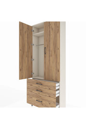 Arges Dolap 2 Raflı 3 Çekmeceli Tek Askılı 88x30x221 Aytaşı-Çam