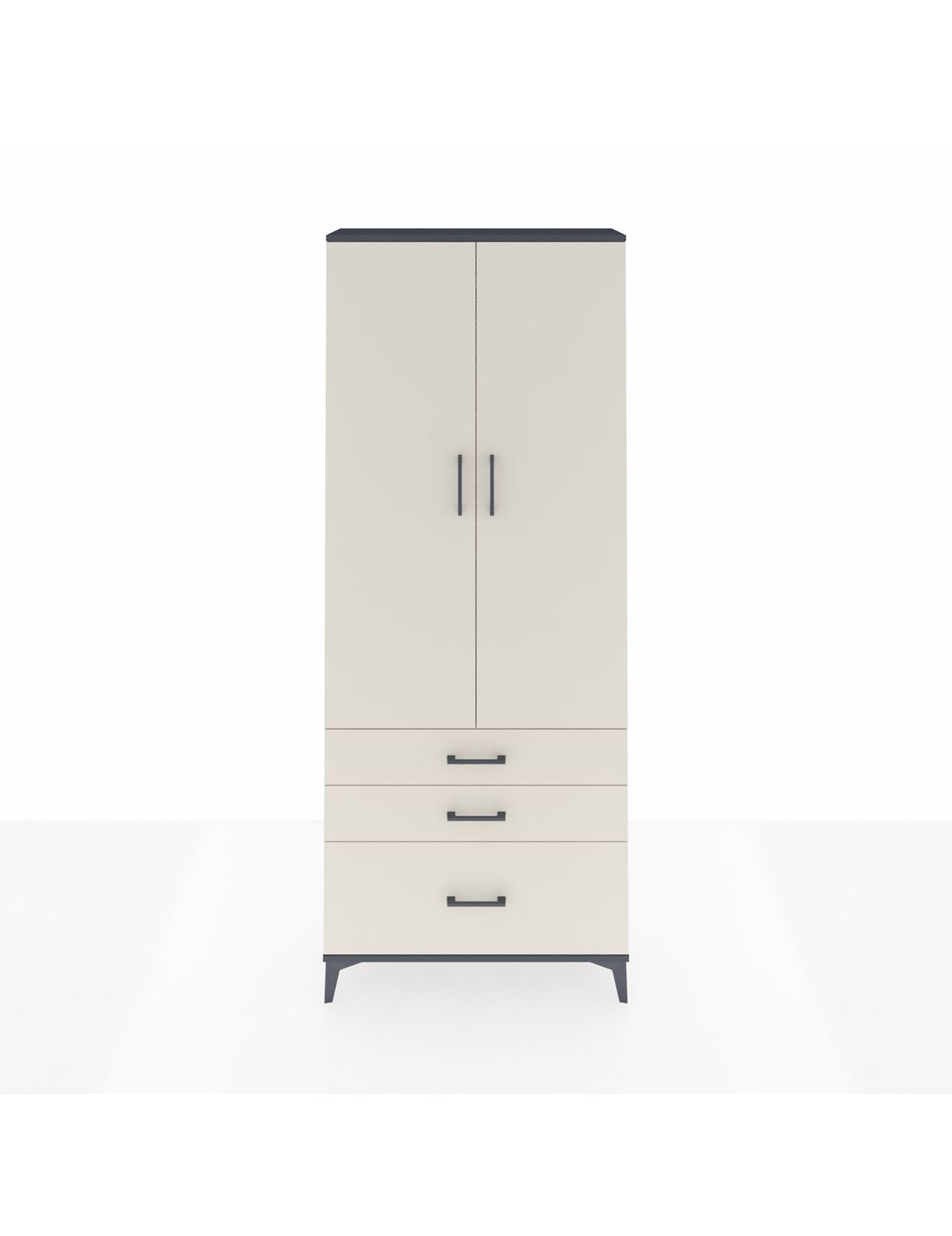 Arges Dolap 2 Raflı 3 Çekmeceli Tek Askılı 88x30x221 Antrasit-Aytaşı