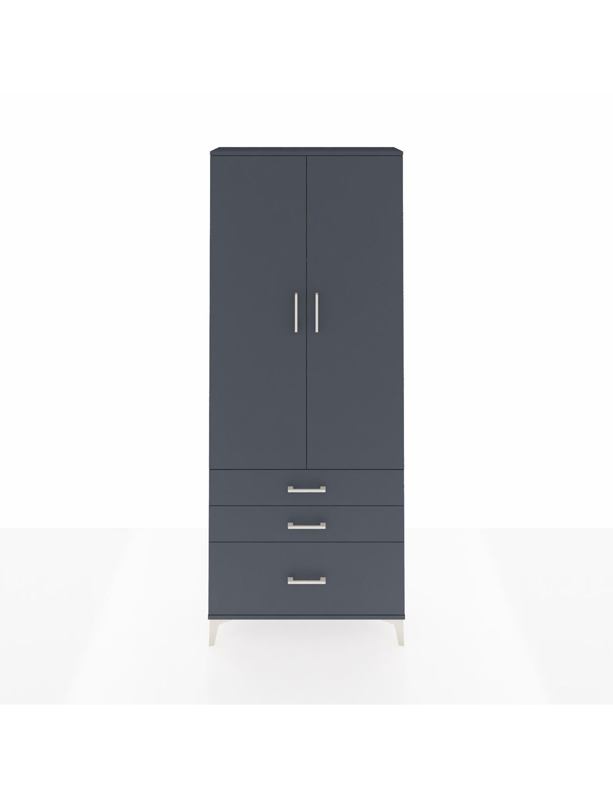 Arges Dolap 2 Raflı 3 Çekmeceli Tek Askılı 88x30x221 Antrasit-Antrasit