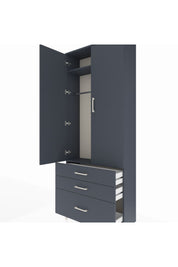 Arges Dolap 2 Raflı 3 Çekmeceli Tek Askılı 88x30x221 Antrasit-Antrasit