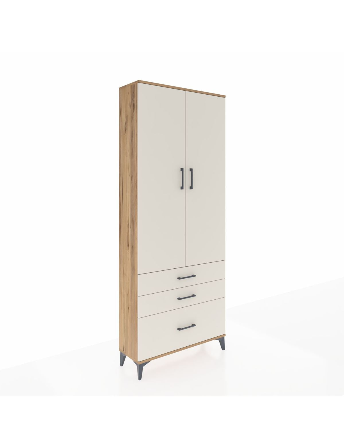 Arges Dolap 2 Raflı 3 Çekmeceli Tek Askılı 88x30x221 Çam-Aytaşı