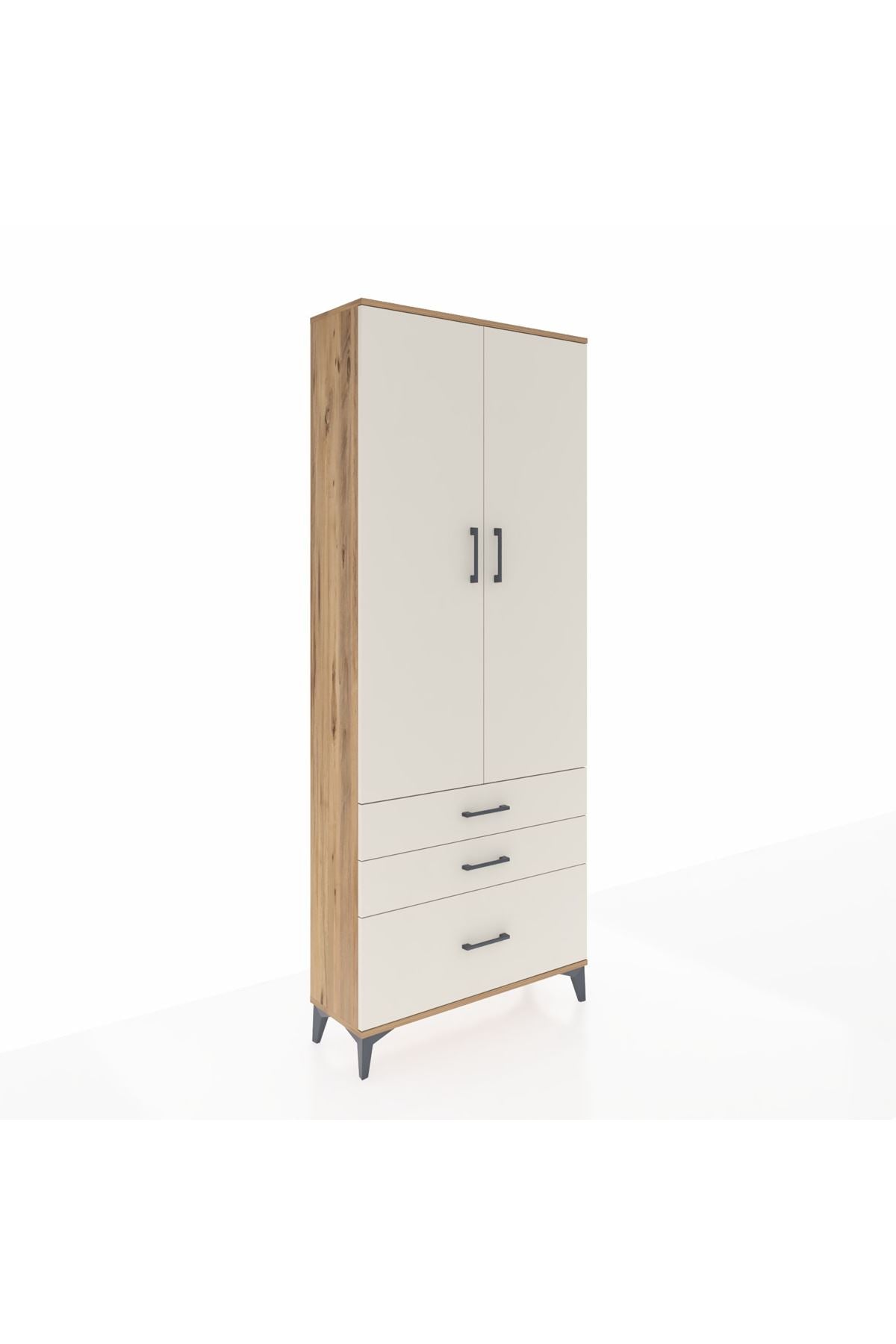 Arges Dolap 2 Raflı 3 Çekmeceli Tek Askılı 88x30x221 Çam-Aytaşı