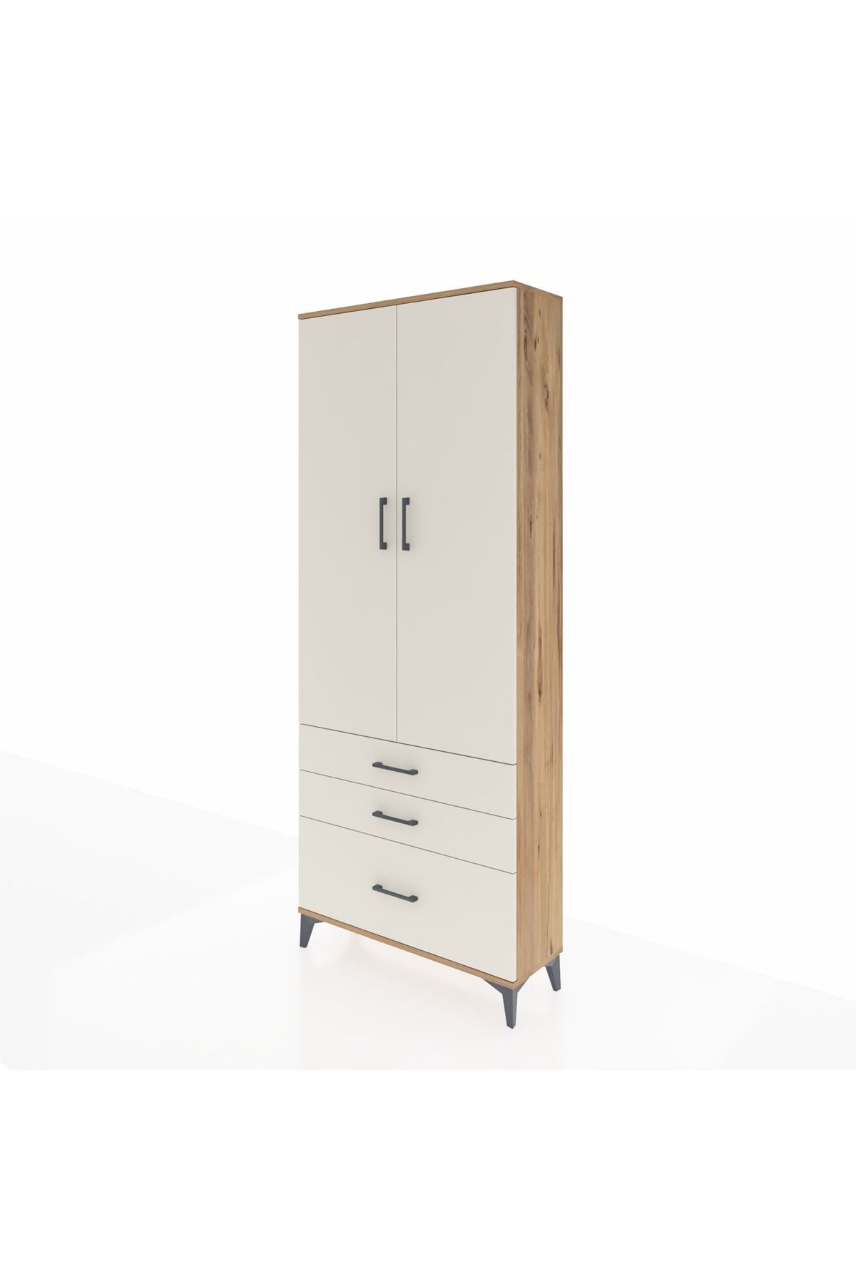 Arges Dolap 2 Raflı 3 Çekmeceli Tek Askılı 88x30x221 Çam-Aytaşı