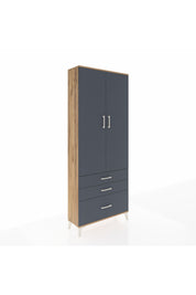 Arges Dolap 2 Raflı 3 Çekmeceli Tek Askılı 88x30x221 Çam-Antrasit