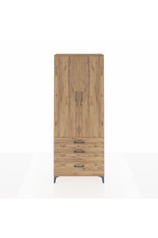 Arges Dolap 2 Raflı 3 Çekmeceli Tek Askılı 88x30x221 Çam-Çam