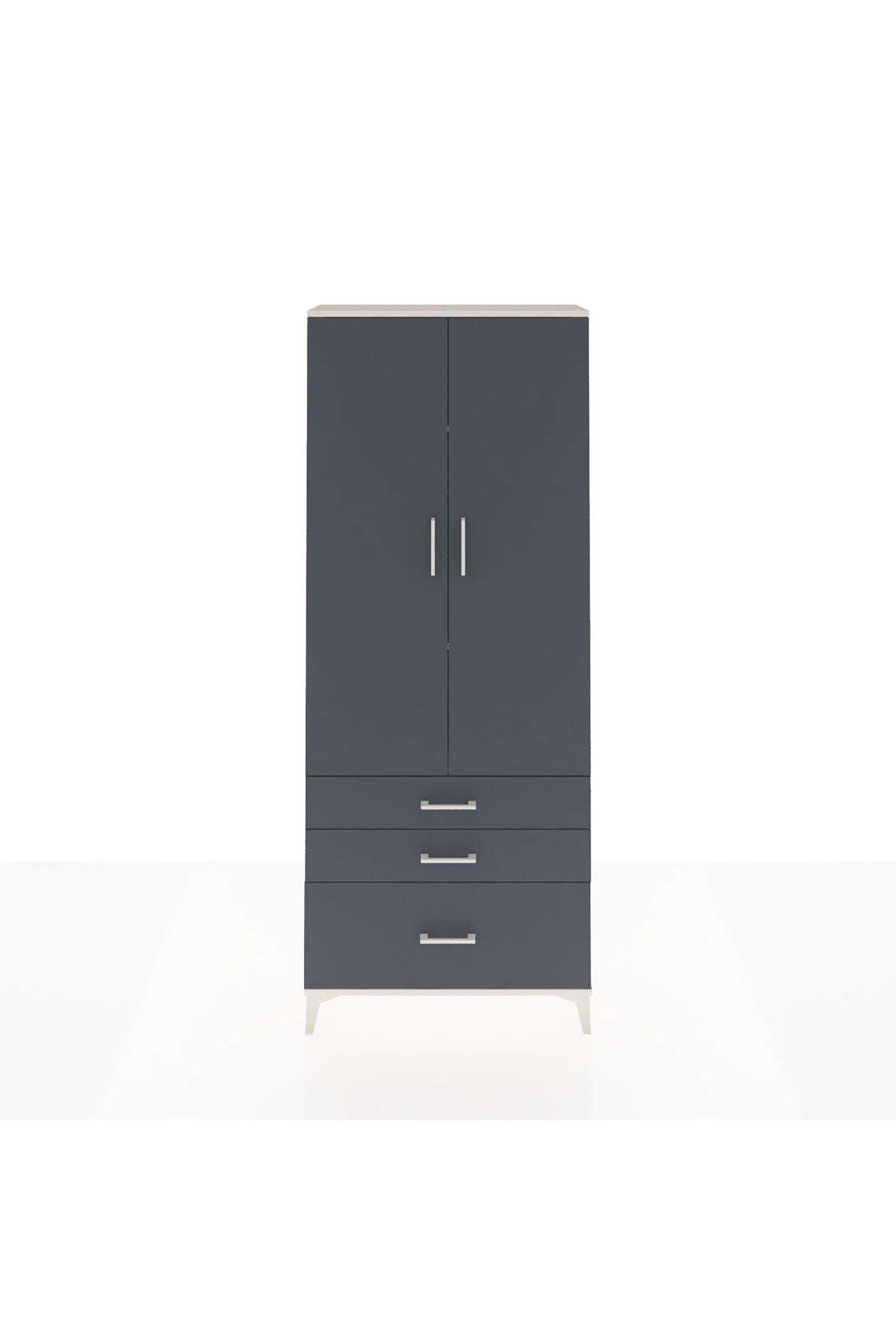 Arges Dolap 3 Raflı 3 Çekmeceli 2 Kapaklı 88x30x221 Aytaşı-Antrasit