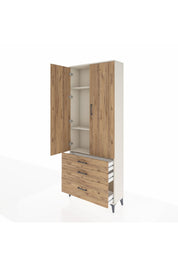 Arges Dolap 3 Raflı 3 Çekmeceli 2 Kapaklı 88x30x221 Aytaşı-Çam