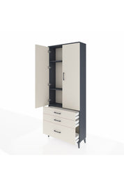 Arges Dolap 3 Raflı 3 Çekmeceli 2 Kapaklı 88x30x221 Antrasit-Aytaşı